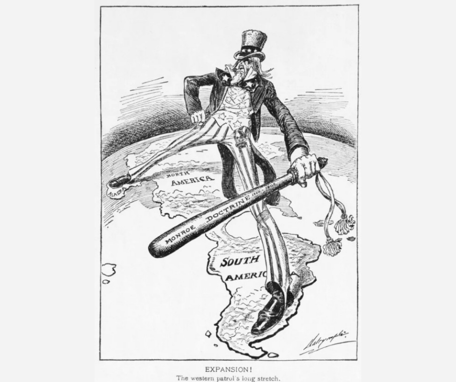 ABD'nin Latin Amerika'da hakimiyet kurma çabasını temsil eden karikatür