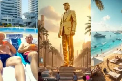 Yapay zeka tarafından üretilen görüntüler, Trump'ın Gazze Rivierası'nı tanıtıyor.