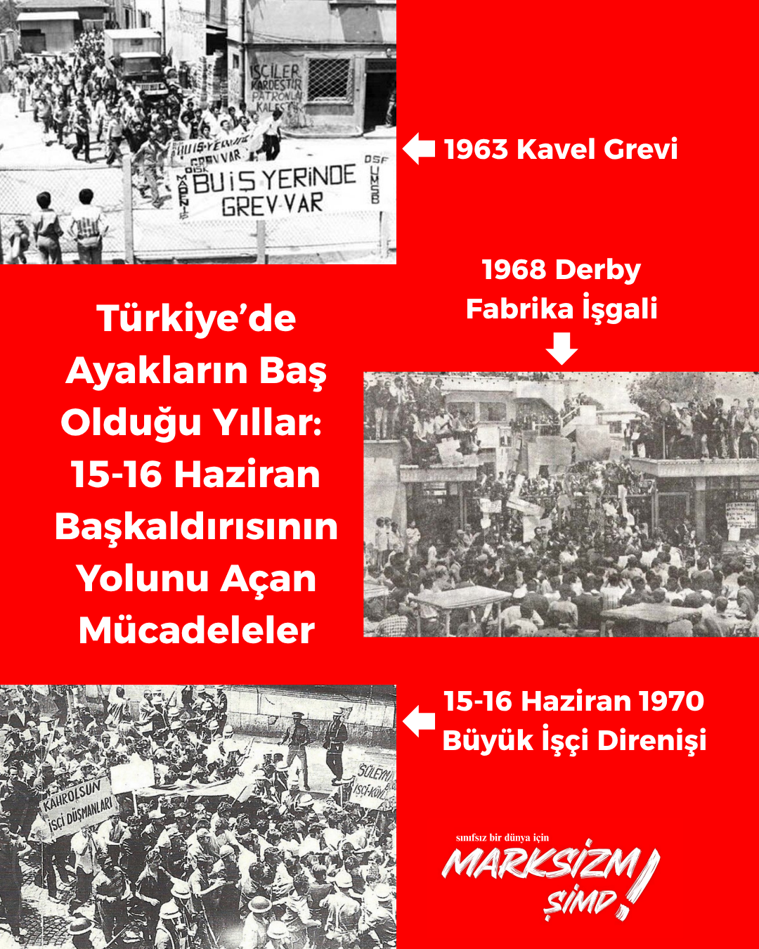 Türkiye’de Ayakların Baş Olduğu Yıllar: 15-16 Haziran Başkaldırısının Yolunu Açan Mücadeleler. 1963 Kavel Grevi, 1968 Derby Fabrika İşgali ve 15-16 Haziran 1970 Büyük İşçi Direnişi